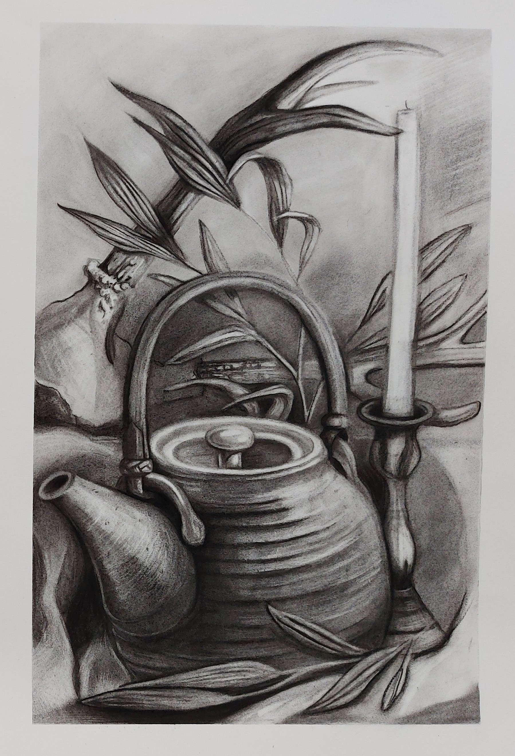 Teapot in charcoal
